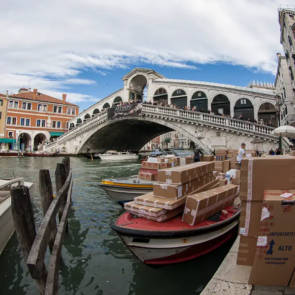 The Rialto Bridge is the most famous of the 400 bridges that span Venice's 150 canals.