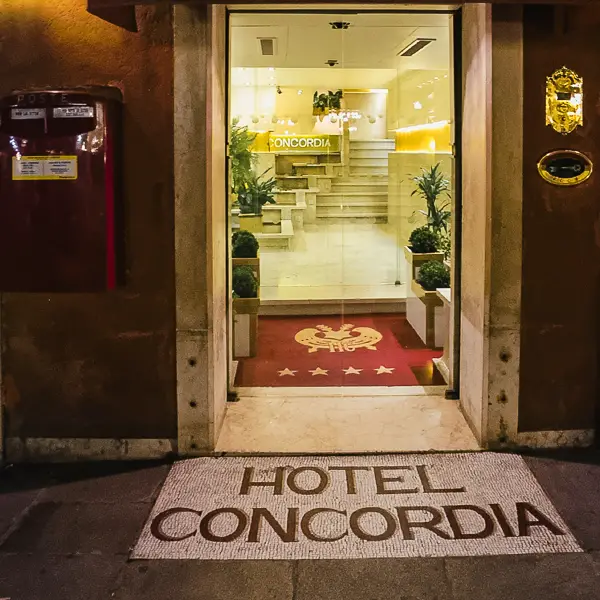 The Hotel Concordia is said to be the only hotel on the Piazza San Marco, although its entrance is in a small street behind the square.