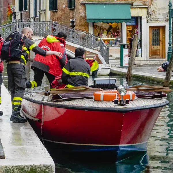 Firefighters from the Vigili del Fuoco in Venice, Italy.