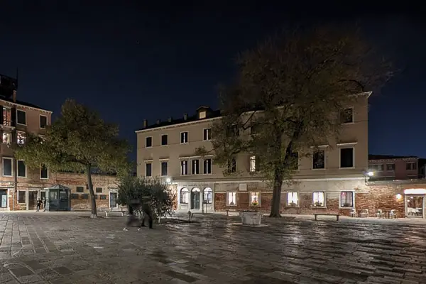 Benches in Campo Ghetto Nuovo, Venice, Italy.