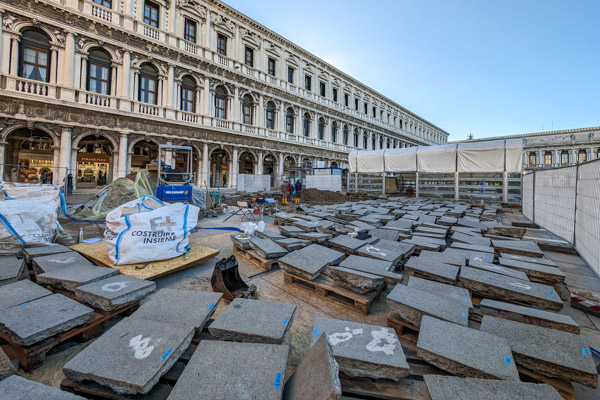 Paving stones were removed during the archeological dig in Venice's Piazza San Marco.