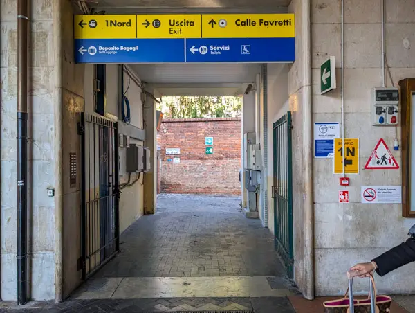 Side exit/entrance at Venezia Santa Lucia railroad station in Venice.