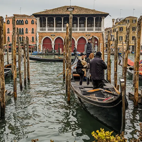 In this photo, you can see the Pescaria or Rialto Fish Market across the Grand Canal from Campo S. Sofia in Venice, Italy.