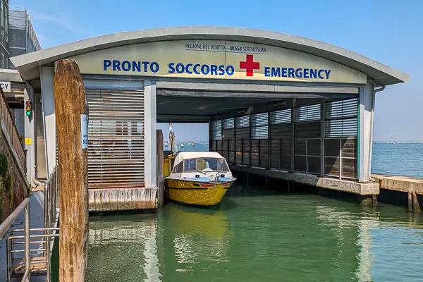 Ambulance pier at Venice's hospital.