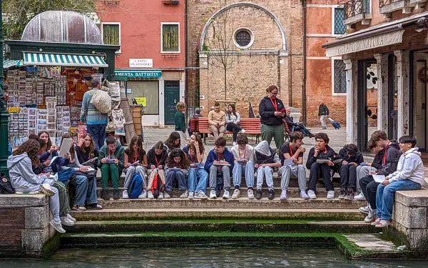 Art students in Venice, Italy.