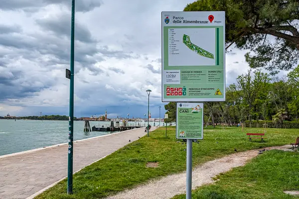 Sign in Parco delle Rimembranze, Venice.