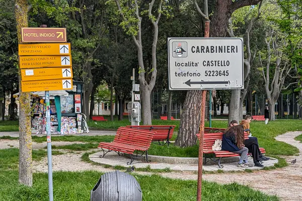 Signs in Parco delle Rimembranze, Venice.