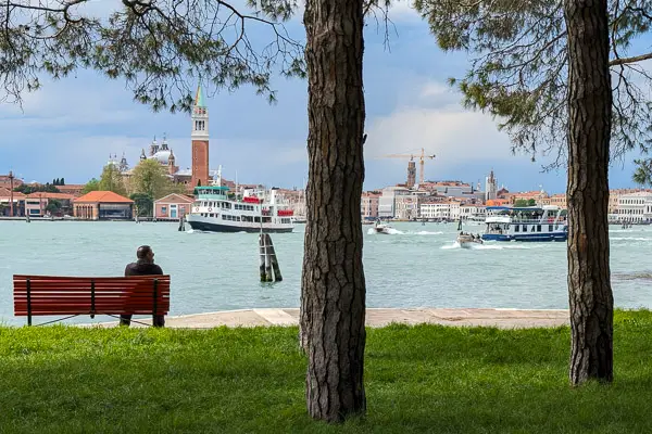View from Giardini Pubblici (Public Gardens) in Venice, Italy.