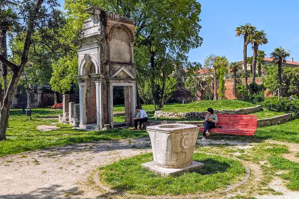 Arch in Parco Villa Groggia, Venice, Italy.