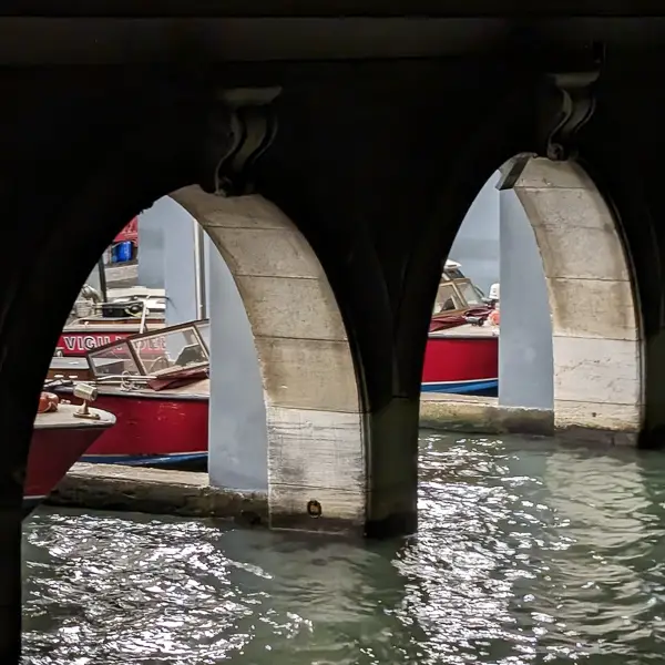 In Venice, fire engines are boats, and the firehouse has a boathouse at water level.