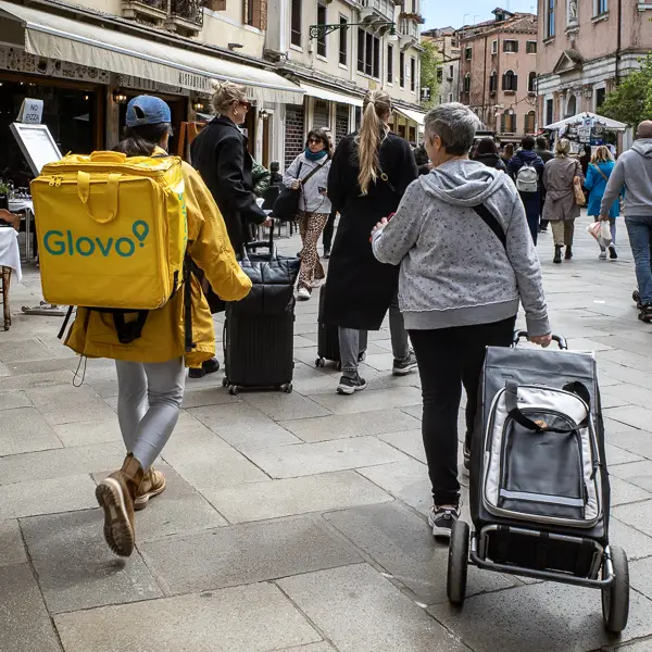 In Venice, food delivery is on foot.