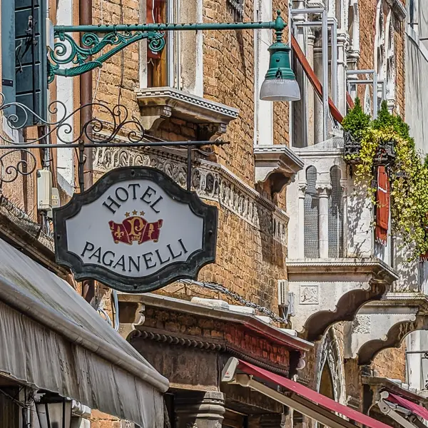 The Hotel Paganelli is on the Riva degli Schiavoni, overlooking St. Mark's Basin in Venice.