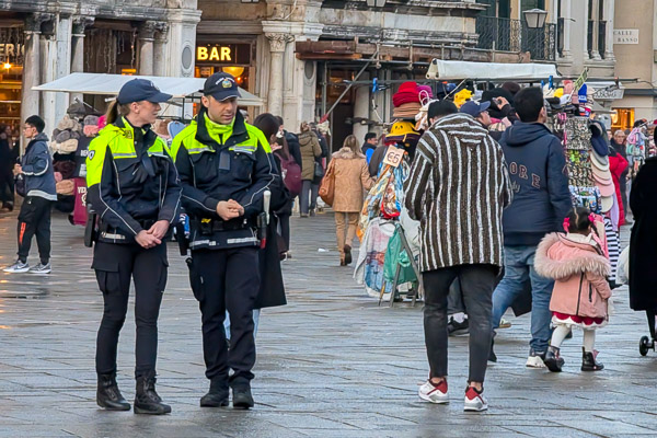 Police in Venice's Piazza San Marco.