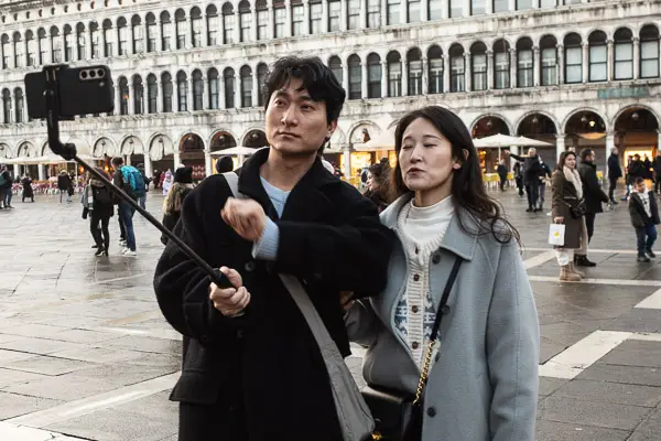 Selfie stick in the Piazza San Marco, Venice, Italy.
