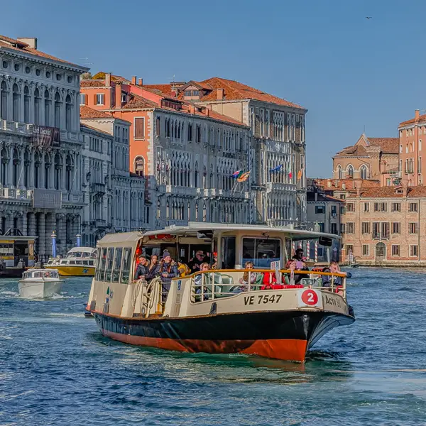 ACTV No. 2 vaporetto up Venice's Grand Canal.