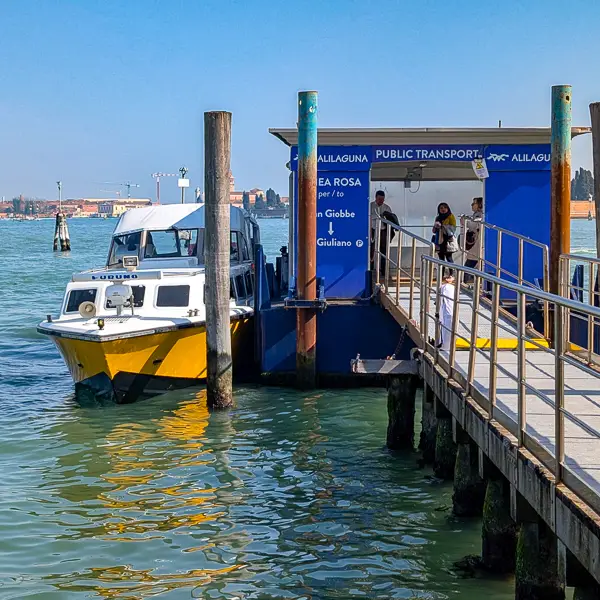 No. 22 Marive Transport boat from the San Giuliano parking lots at Fondamente Nove in Venice.
