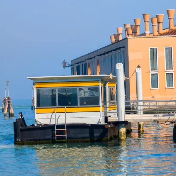 San Giobbe 'Linea Rosa' or 'Pink Line' station for the Marive Transport service between the Parco San Giuliano parking lots and Venice's Fondamente Nove.