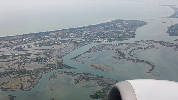 Departure from Venice Marco Polo International Airport (aerial photo)