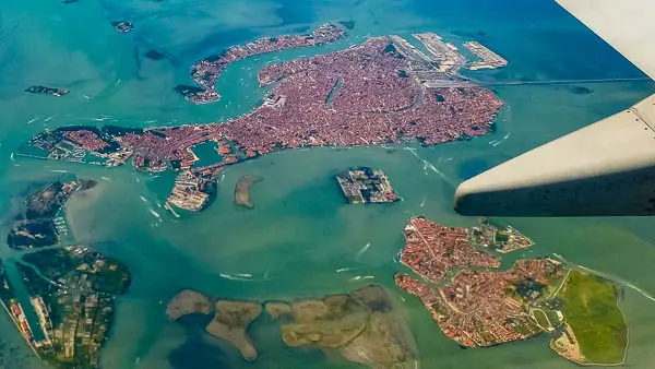 Aerial photo of Venice, Murano, and the Venetian Lagoon