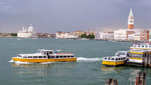 Alilaguna airport boats with the Piazza San Marco in the distance.