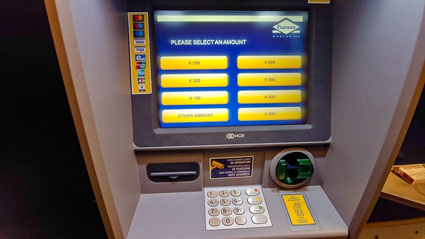 Euronet ATM select amount screen
