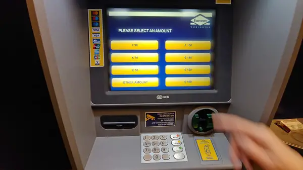 Euronet ATM screen with smaller amount