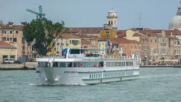 CroisiEurope's MICHELANGELO near the San Basilio cruise pier in Venice, Italy.