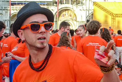 Hipster at Aperol Spritz World Record Toast in Venice, 2012