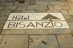 Hotel Bisanzio pavement sign photo