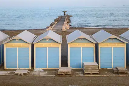 Empty cabanas on Lido di Venezia