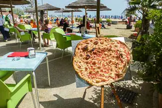 Pizza on a beach of the Lido di Venezia