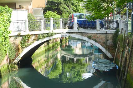 Canal and car on Lido di Venezia