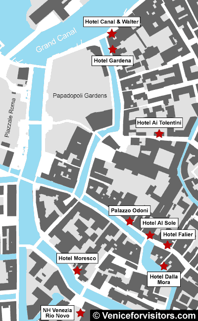 Hotels near the Piazzale Roma map