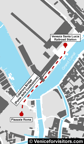 Piazzale Roma to Venice Railroad Station map