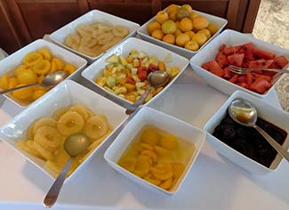 Fruit at Hotel Bologna breakfast buffet in Mestre