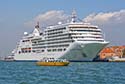 Silversea SILVER SPIRIT at San Basilio pier, Venice.